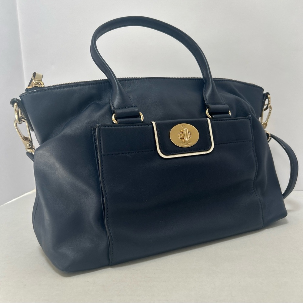 Kate Spade Classic Cobalt Blue Leather Satchel Handbag